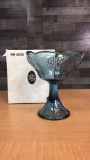 VTG TIARA GLASS BLUE HARVEST GRAPE COMPOTE DISH