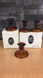 VTG TIARA GLASS AMBER TAPER CANDLE HOLDERS