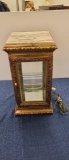 CONTEMPORARY MARBLE TOP BEVELED GLASS VITRINE