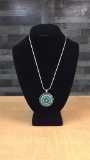 STERLING SILVER & TURQUOISE NECKLACE 40G