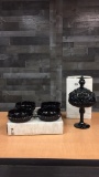 TIARA GLASS BLACK DIAMOND COMPOTE GLASS & BOWLS