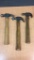 3) VINTAGE/ ANTIQUE WOOD HANDLED CLAW HAMMER