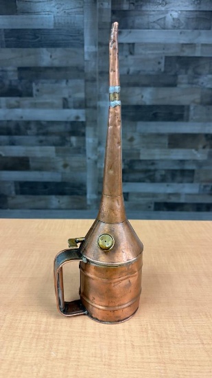 ANTIQUE SOLID COPPER LONG NECK RAILRAOD OIL CAN