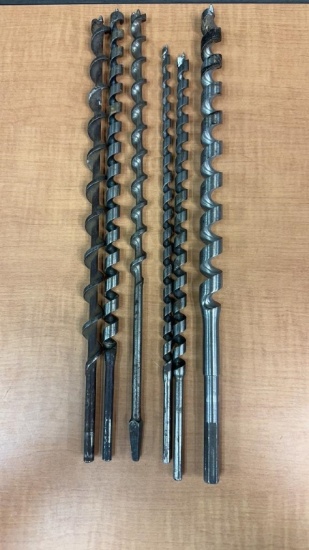 VINTAGE 17"L AUGER DRILL BITS 6PC
