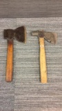 2) VINTAGE/ ANTIQUE WOOD HANDLED HATCHETS
