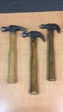 3) VINTAGE/ ANTIQUE WOOD HANDLED CLAW HAMMER