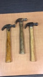 3) WOOD HANDLED CLAW HAMMER