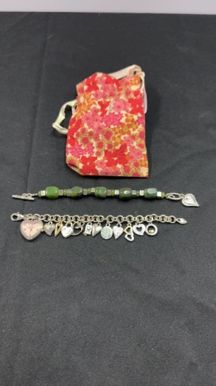 BRIGHTON PINK WATCH & GREEN STONE BRACELET