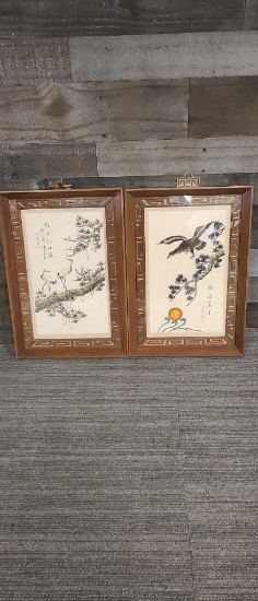 VTG FRAMED JAPANESE SEASHELL ART