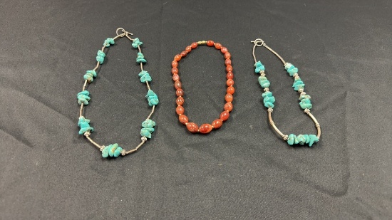 3) TURQUOISE & OTHER STONE NECKLACES