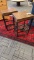 2) INDUSTRIAL WOOD AND IRON STOOLS