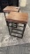2) INDUSTRIAL WOOD AND IRON STOOLS