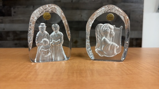 VTG CRISTAL D'ARQUES ETCHED CRYSTAL PAPERWEIGHTS