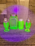 URANIUM DEPRESSION GLASS SALT & PEPPER SHAKERS