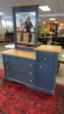 MODERN SPLIT LEVEL DRESSER WITH MIRROR