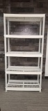 3) PLASTIC TAN 6-TIER STORAGE SHELVES