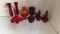 VTG FRENCH & AVON RUBY RED CRUETS, VASES & MORE