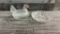 CLEAR GLASS HEN & HOBSTAR CUT GLASS DISH