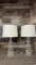 PAIR OF BLOWN GLASS STACKED BUBBLE LAMPS W SHADES