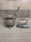 CAST IRON & BRASS FOOTED SMUDGE POT W WAND & IRON