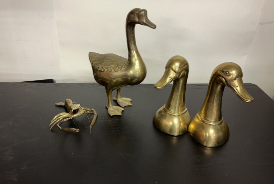 BRASS GOOSE BOOKENDS & MORE
