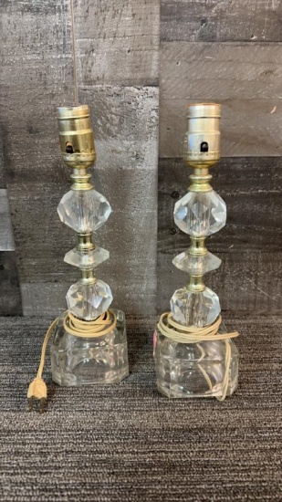 PAIR OF MCM STACKED PRISM LAMPS