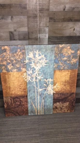 UTTERMOST "HERITAGE II" FLORAL WOOD BLOCK ART