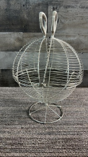 ANTIQUE FRENCH METAL MESH WIRE EGG BASKET