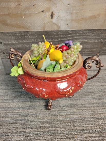 FAUX FRUIT CENTERPIECE PEDESTAL BOWL