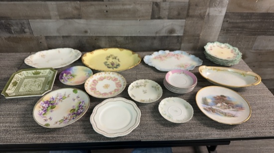 VTG HAND PAINTED CHINA PLATES: HAVILAND, AUSTRIA +