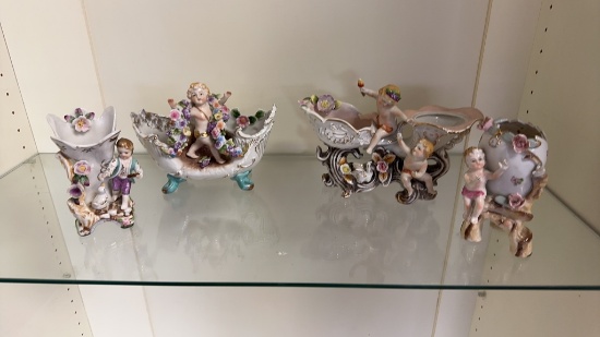 CAPODIMONTE STYLE CENTERPIECE & VASES