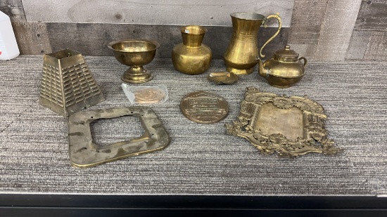 BRASS VASES, COLLANDER, PHOTO FRAME & MORE