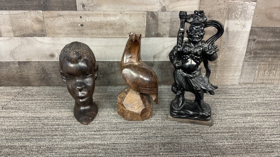 IRONWOOD EAGLE, AFRICAN HEAD BUST &