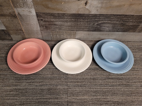 3) VTG FIESTAWARE DINNER PLATE & BOWL SETS
