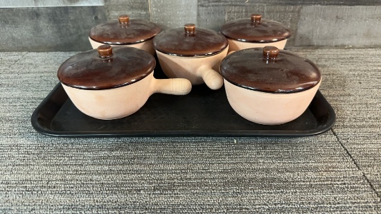 SOLANA WARE STONEWARE BEAN BOWLS WITH LIDS