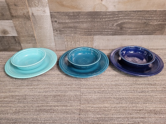 3) VTG FIESTAWARE DINNER PLATE & BOWL SETS