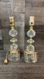 PAIR OF MCM STACKED PRISM LAMPS