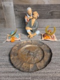 JAPANESE BARBER STATUE, SAMURAI HELMETS & PLATE