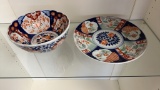 VTG JAPANESE IMARI STYLE SCALLOPED BOWL AND PLATE