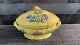 VTG PIERRE DEUX YELLOW TUREEN WITH PEAR FINIAL