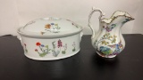 L LOURIOUX FRENCH FIRE PROOF TUREEN & PITCHER