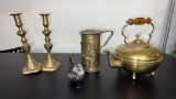 PEERAGE BRASS STEIN SMUDGE POT W PUMICE WAND +
