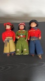 VTG WEIGHTED COWBOY, COWGIRL, AND NATIVE DOLLS