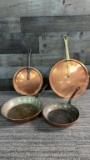 VTG FRENCH COPPER SKILLETS & LIDS