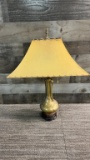 BRASS ART NOUVEAU 2-BULB TABLE LAMP W SHADE