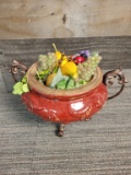 FAUX FRUIT CENTERPIECE PEDESTAL BOWL