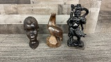IRONWOOD EAGLE, AFRICAN HEAD BUST &