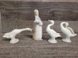 VTG LLADRO FIGURINES GIRL WITH PIG & GEESE