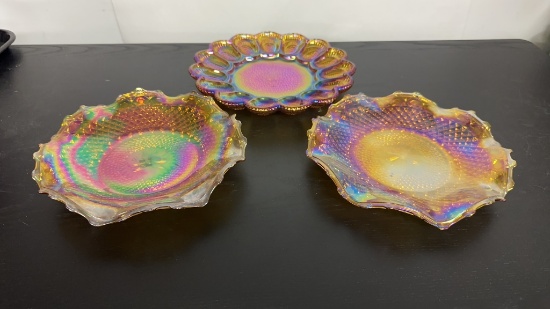 VTG MARIGOLD CARNIVAL DEVILLED EGG DISH & PLATES