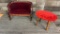 VICTORIAN DOLL SETTEE COUCH & FOOTSTOOL